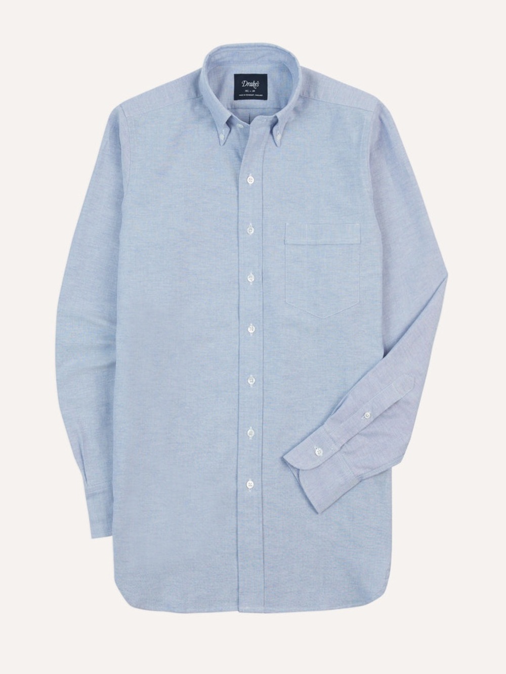 Mid-Blue Cotton Oxford Cloth Button-Down